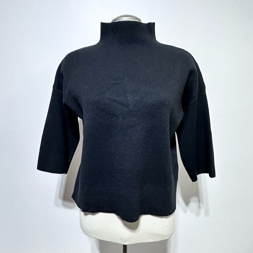 Christina Paris Black Thick Knit Drop Shoulder Sleeves Cowl Neck Comfy Knit Top
